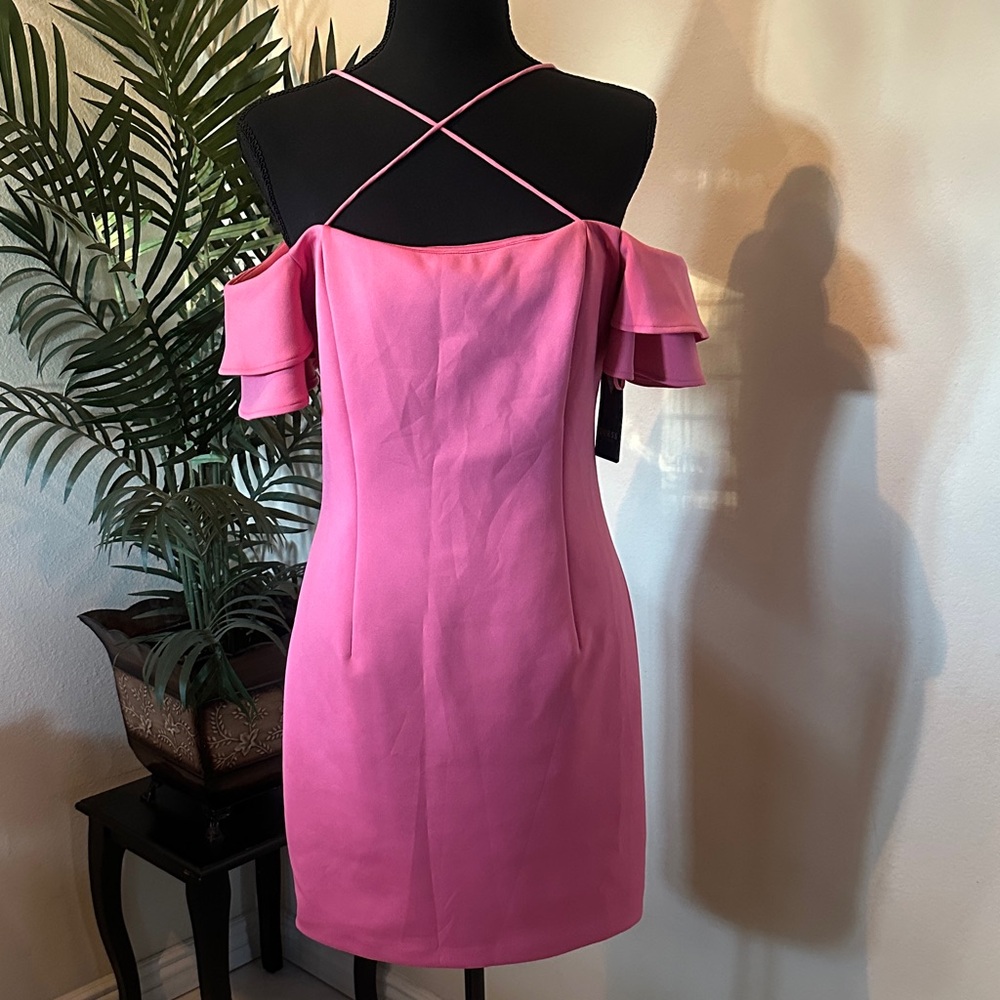 Guess Pink Off The Shoulder Mini Dress